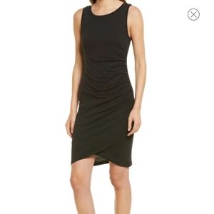 Leith Ruched Jersey Knit Tank Dress Black M